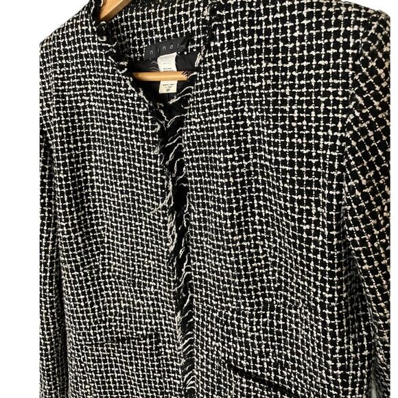 Black and White Tweed Raw Hem Blazer - Size 8 Petite - Picture 6 of 6